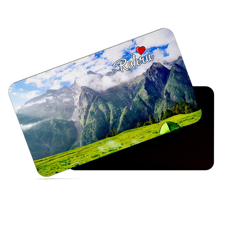 dhcrafts Rectangular Rubber Fridge Magnet / Magnetic Card Multicolor Himachal Pradesh Rohru Design Pack of 1 (8.6cm x 5.4cm)